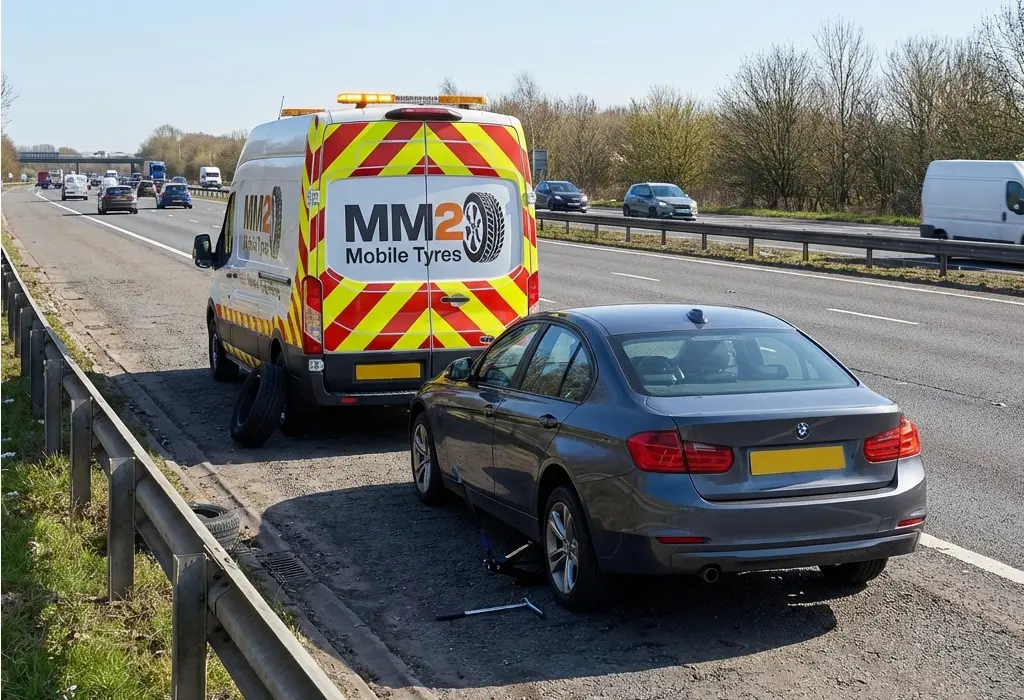 MM2 Mobile Tyres attending a tyre breakdown call-out